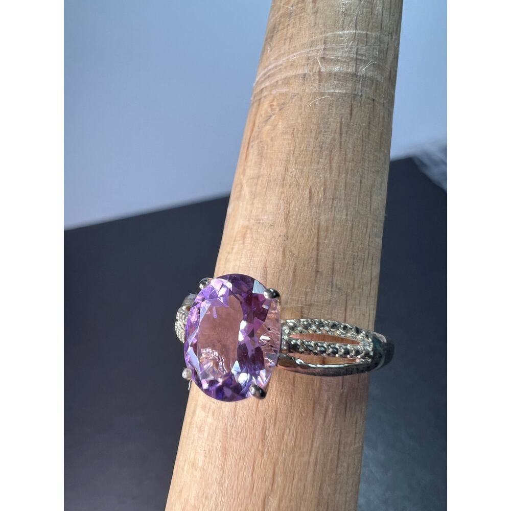 Amethyst sterling silver solitaire ring size 9 - Picture 7 of 9
